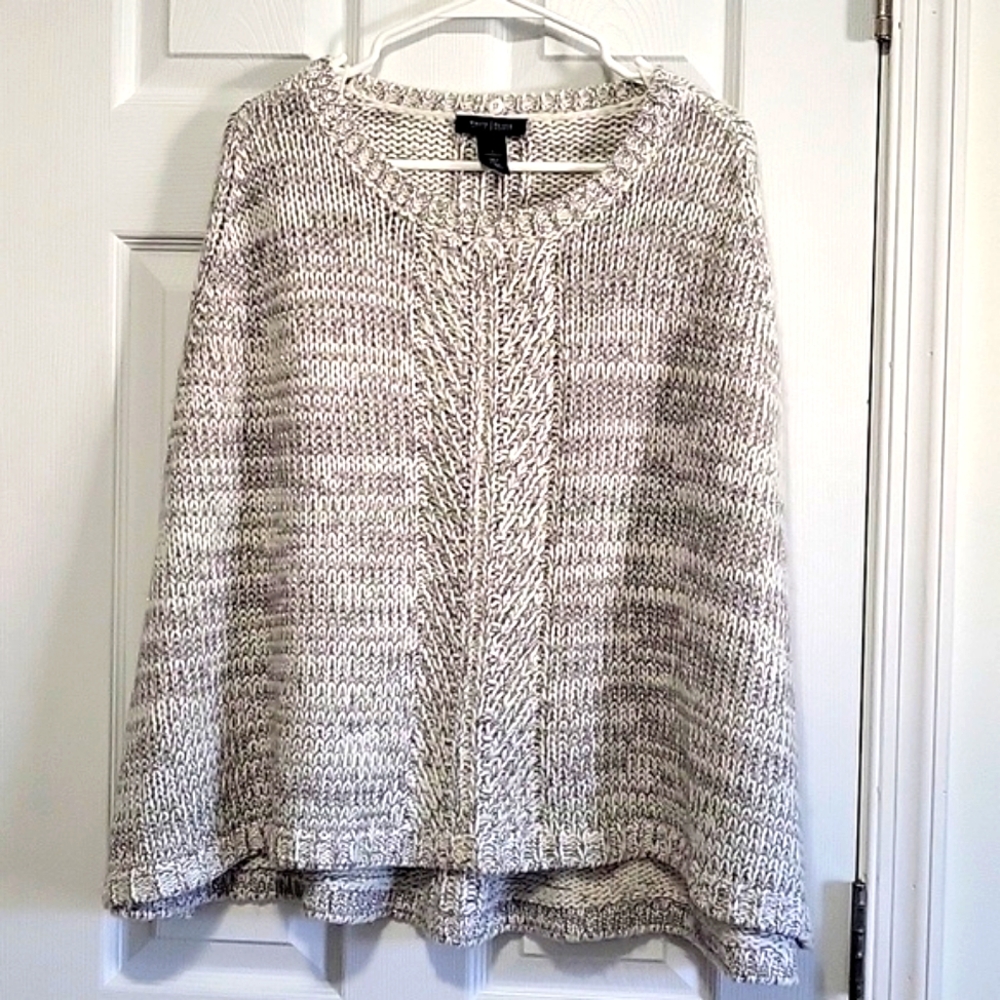 WHBM white & silver cable knit sweater poncho